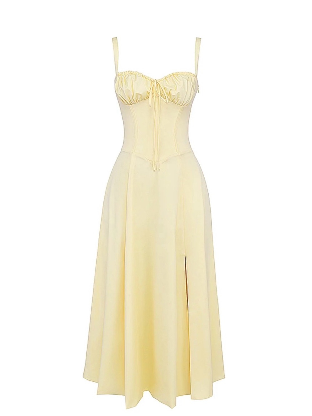 Dress Forum Butter Yellow Corset Bodice Midi Dress House of CB Style Milkmaid
